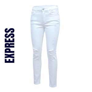 015 Express High Rise White Distressed Skinny Jeans 4R Women’s